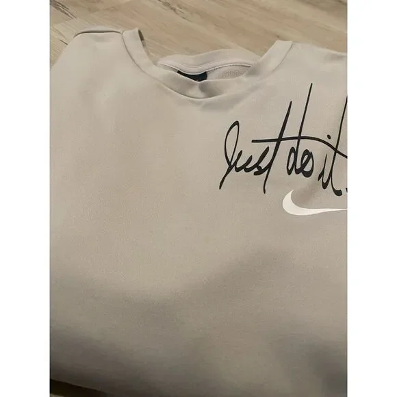 Nike Women's Tan Just Do It Pullover Sweatshirt With Kangaroo Pockets Medium - Picture 1 of 11